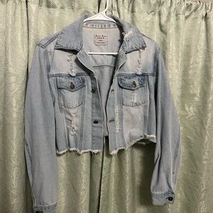 Light Blue Distressed Denim Jacket